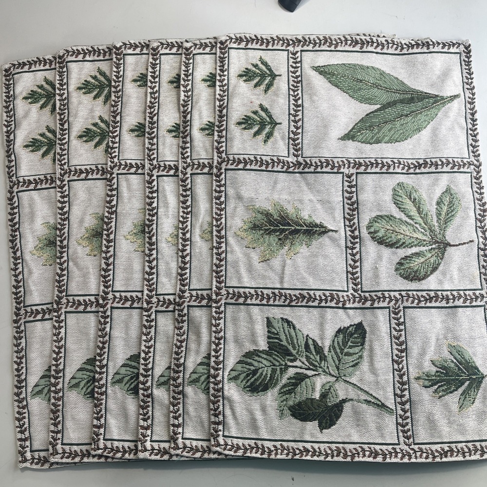 Tapestry Leaves Garden/Plants and Flowers Leaf Placemats (6) 13"x19"